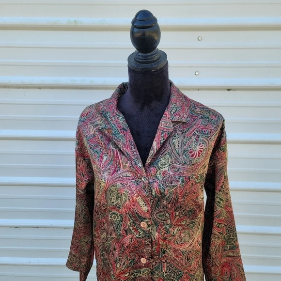 Victoria's Secret Paisley nightgown satin Sleep Shirt Size Small - Picture 10 of 11